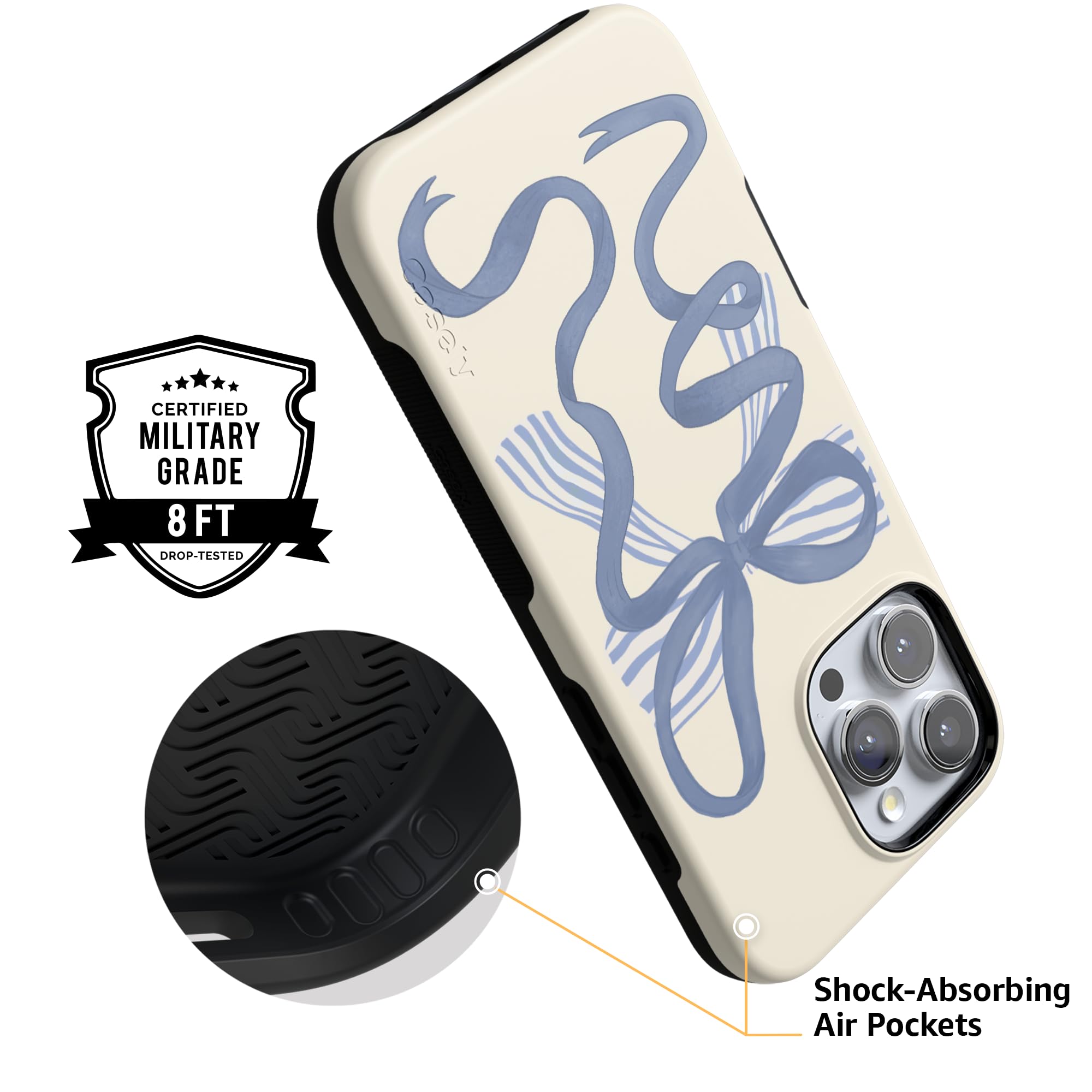 Foto 7 pulgar | Funda Para Teléfono Casely Heartstrings Blue Bow Coquette Para Iphone 16 Pro Max - Venta Internacional.