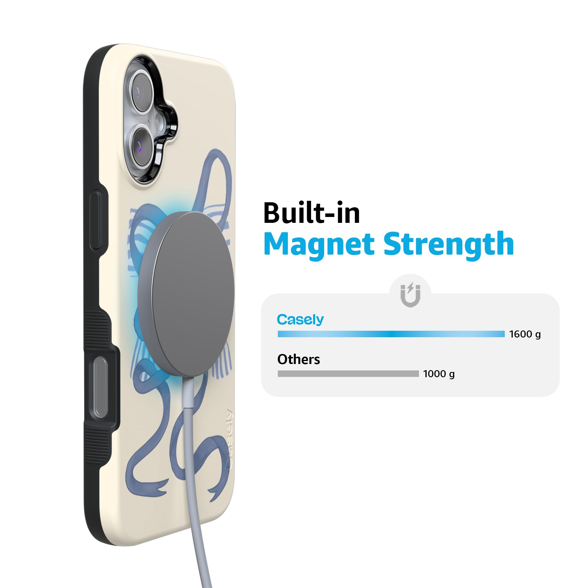 Foto 5 pulgar | Funda Para Teléfono Casely Heartstrings Blue Bow Coquette Para Iphone 16 - Venta Internacional.