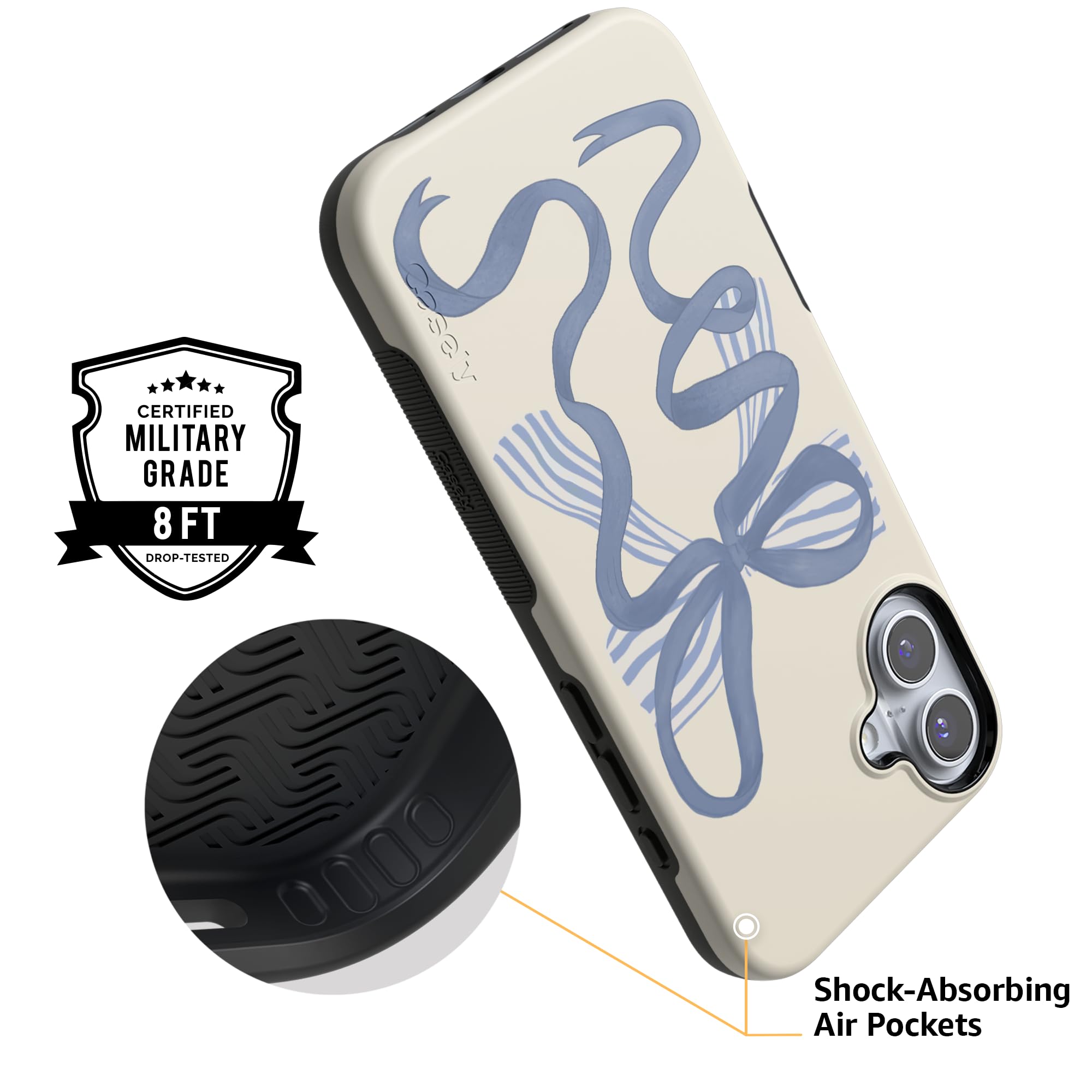 Foto 7 pulgar | Funda Para Teléfono Casely Heartstrings Blue Bow Coquette Para Iphone 16 - Venta Internacional.