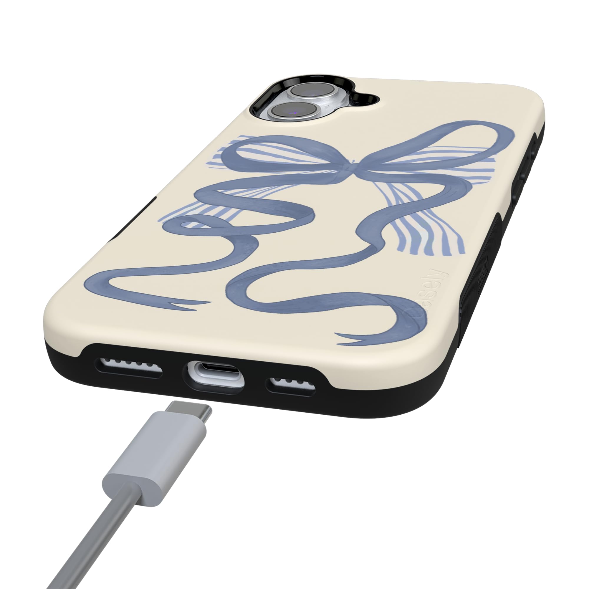 Foto 8 pulgar | Funda Para Teléfono Casely Heartstrings Blue Bow Coquette Para Iphone 16 - Venta Internacional.