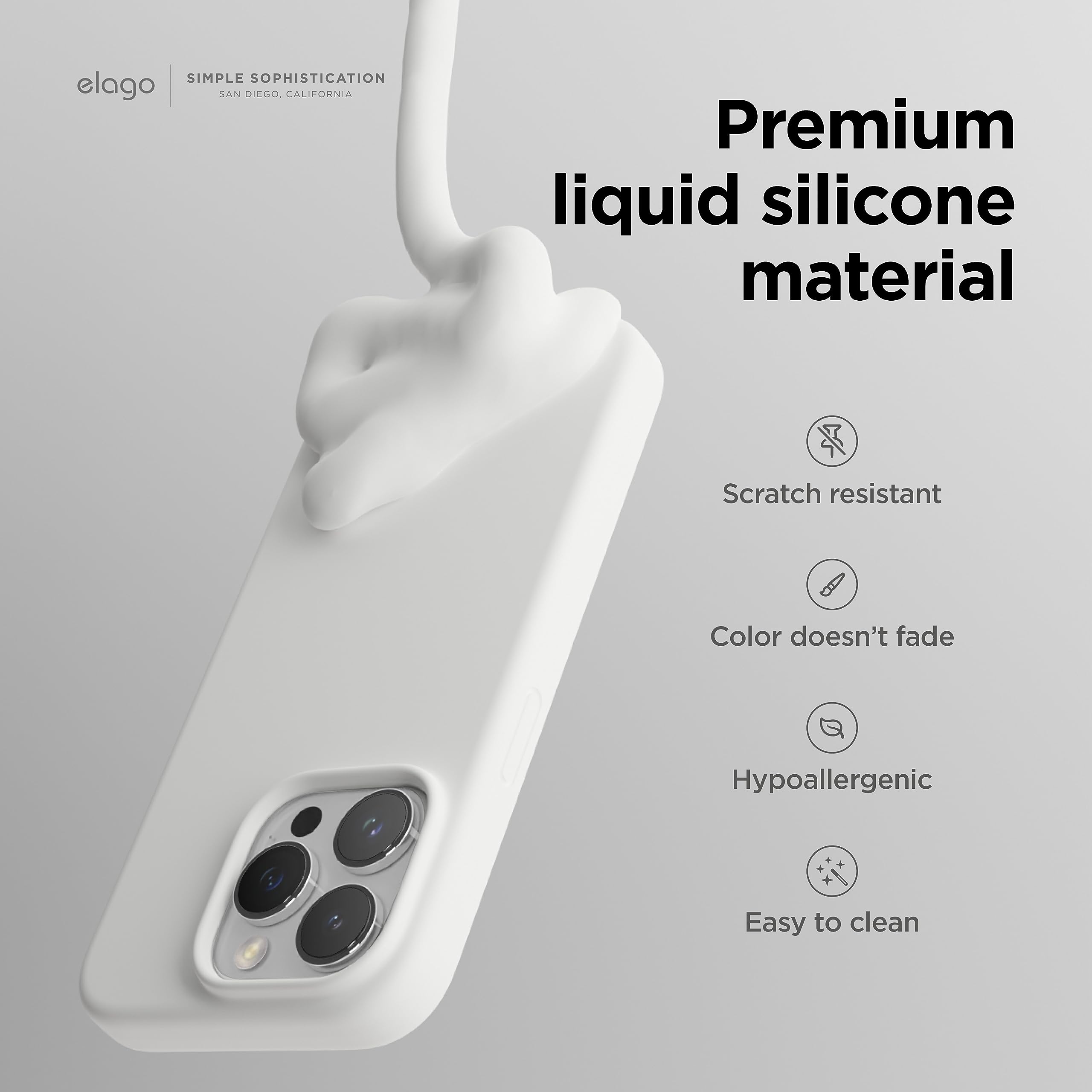 Foto 4 pulgar | Funda Elago Liquid Silicone Para Iphone 15 Pro Blanca - Venta Internacional.