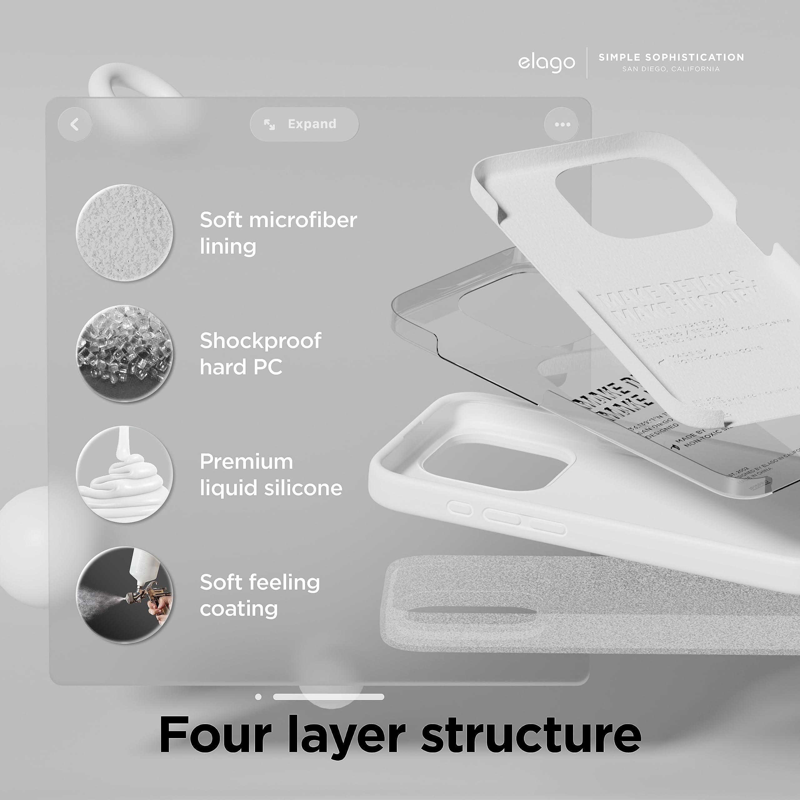 Foto 5 pulgar | Funda Elago Liquid Silicone Para Iphone 15 Pro Blanca - Venta Internacional.