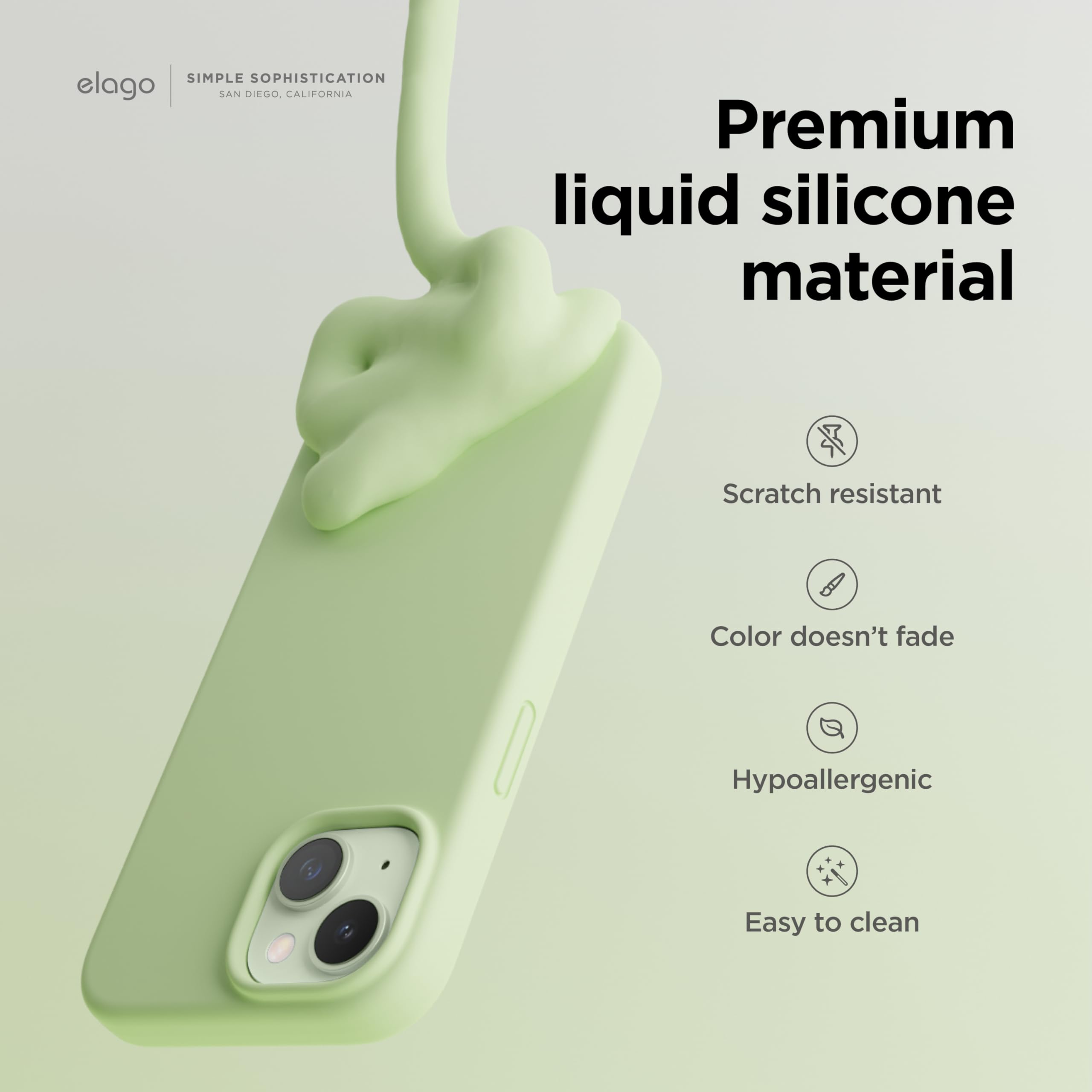 Foto 4 pulgar | Funda Elago Liquid Silicone Para Iphone 15 Plus, Color Verde Pastel - Venta Internacional.