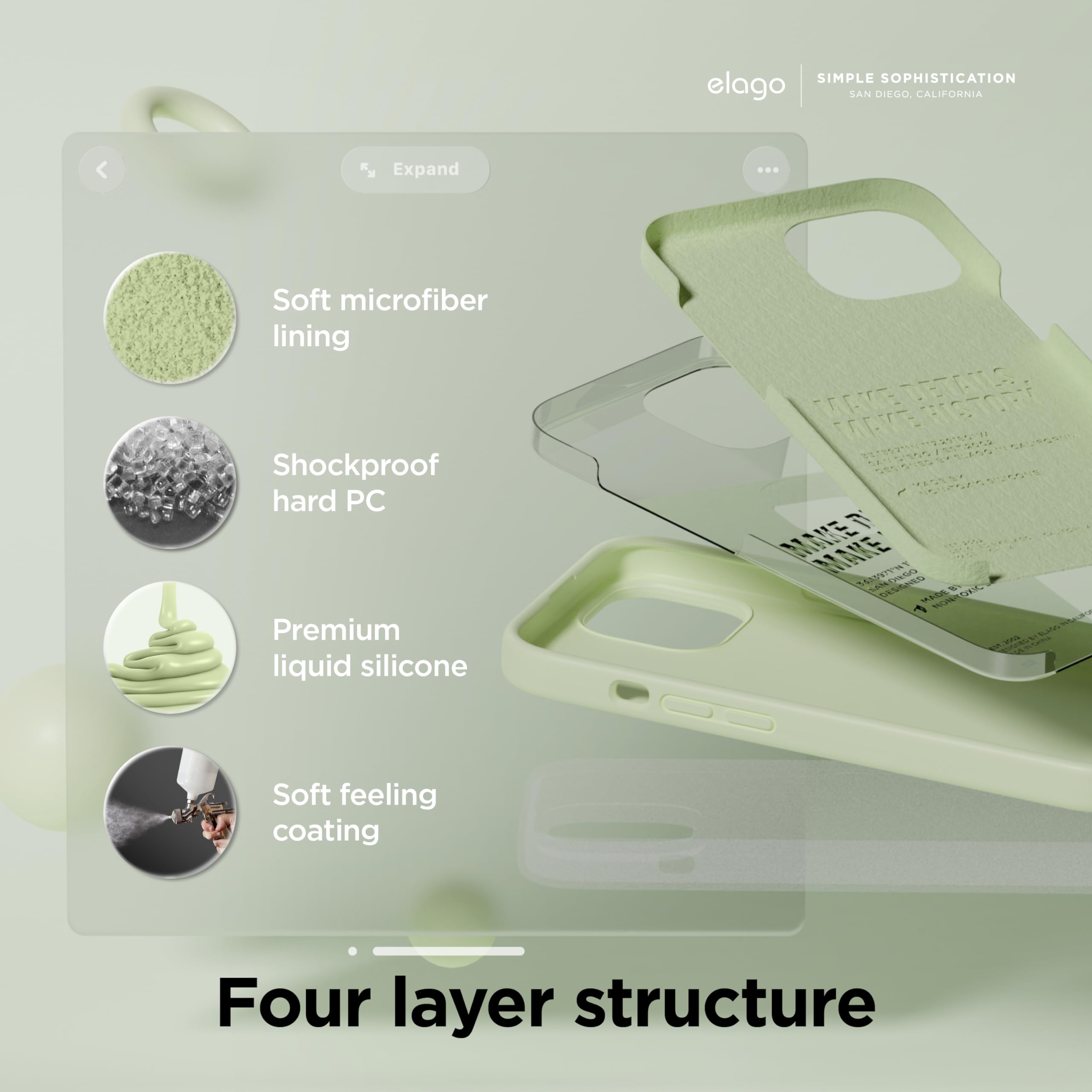 Foto 5 pulgar | Funda Elago Liquid Silicone Para Iphone 15 Plus, Color Verde Pastel - Venta Internacional.