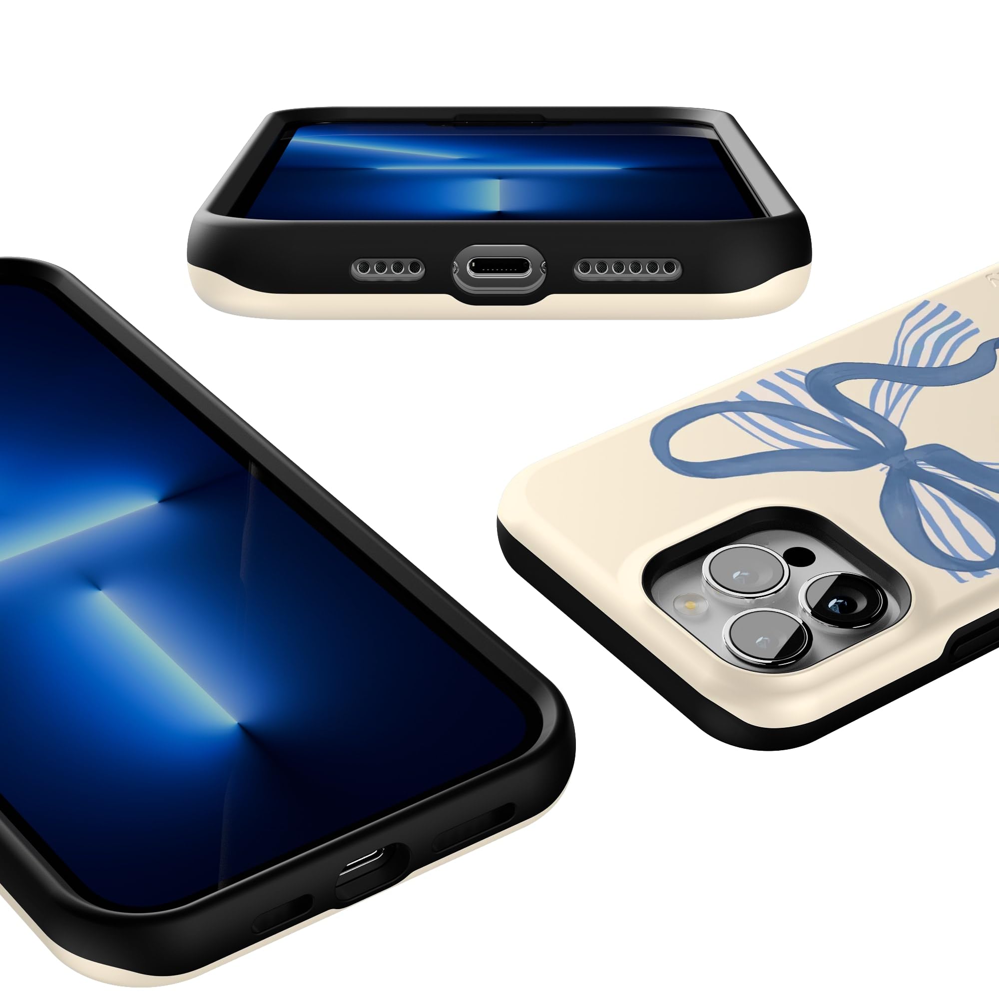 Foto 4 pulgar | Funda Para Teléfono Casely Heartstrings Blue Bow Para Iphone 13 Pro Max - Venta Internacional.