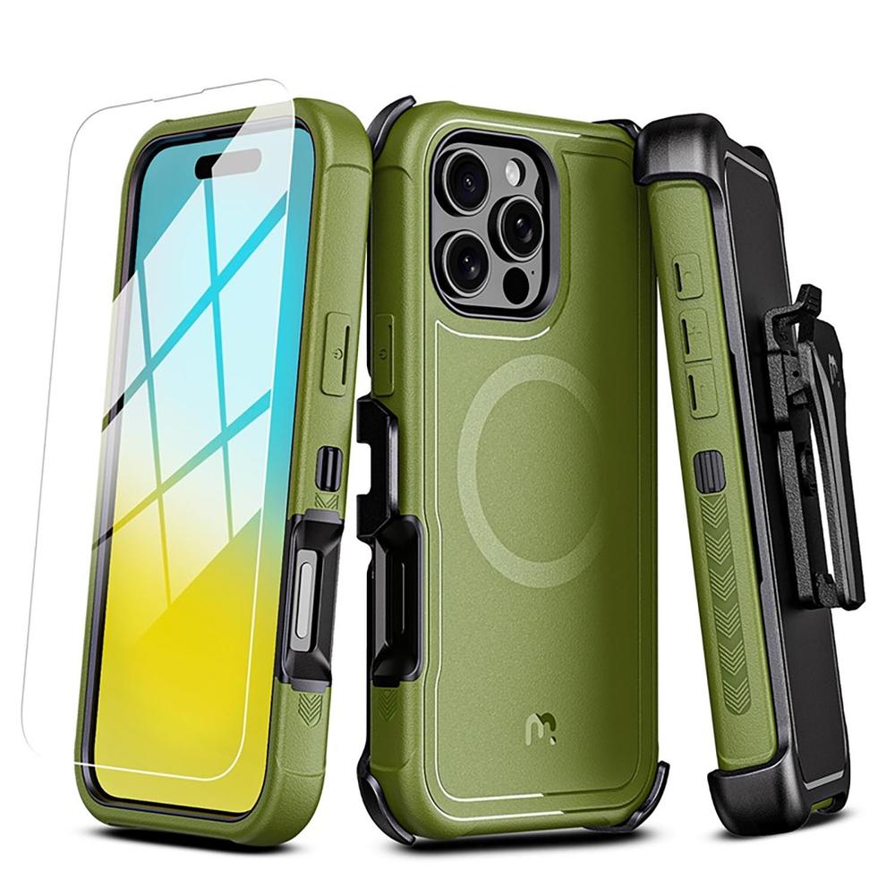 Foto 2 pulgar | . Funda Mybat Maverick Magsafe Clip Para Iphone 16 Pro - Verde Con Mica