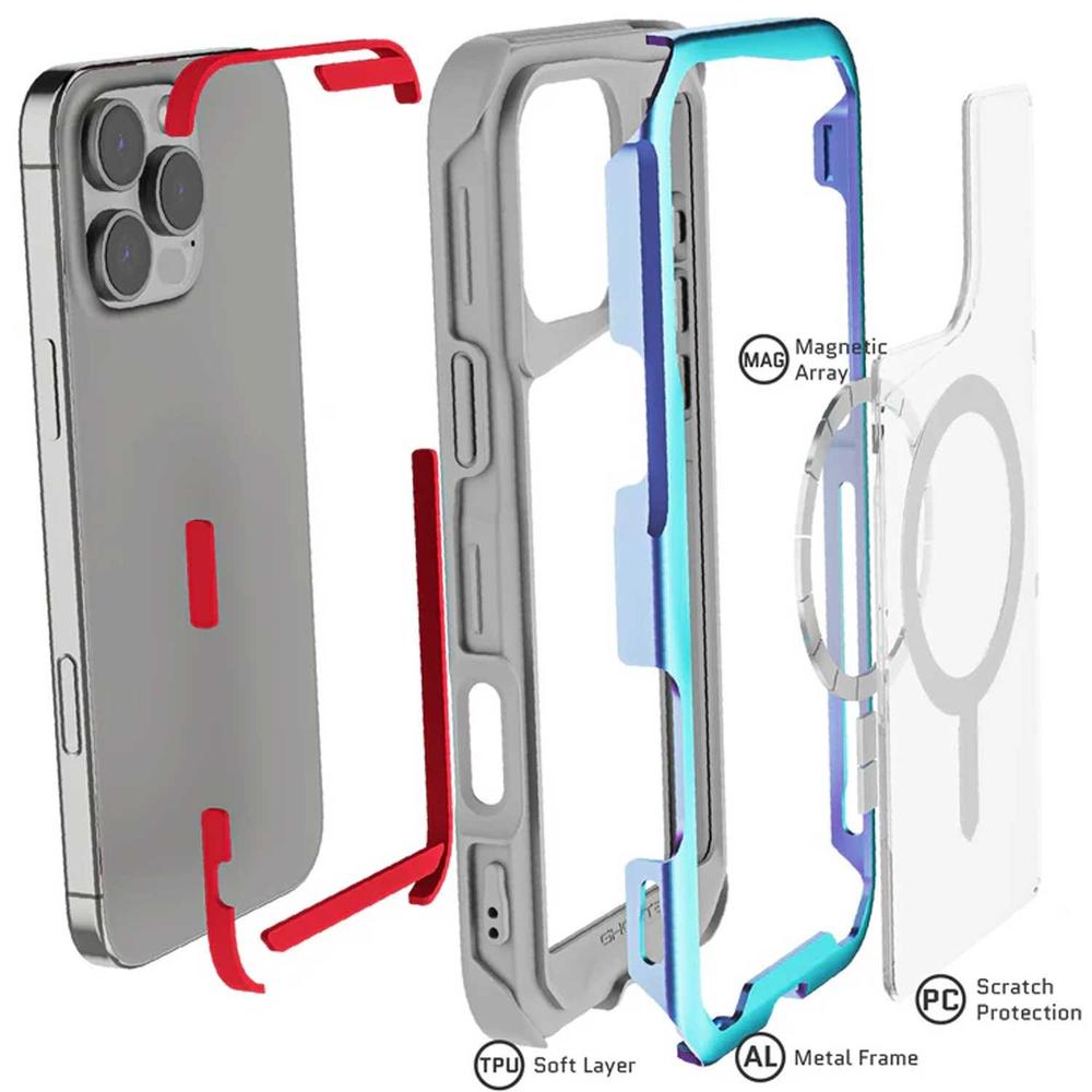 Foto 4 pulgar | Funda Ghostek Atomic para iPhone 16 Pro Aluminio Prismatic Transp Magsafe