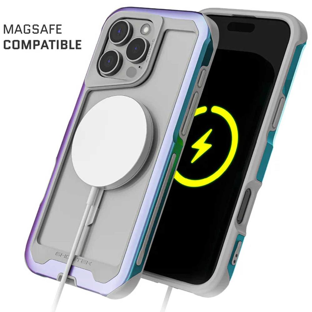 Foto 5 pulgar | Funda Ghostek Atomic para iPhone 16 Pro Aluminio Prismatic Transp Magsafe