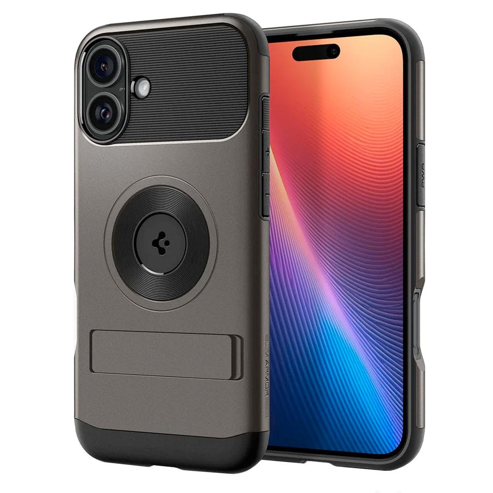 Foto 3 pulgar | . Funda Spigen Slim Armor Magfit Para Iphone 16 Plus Gunmetal