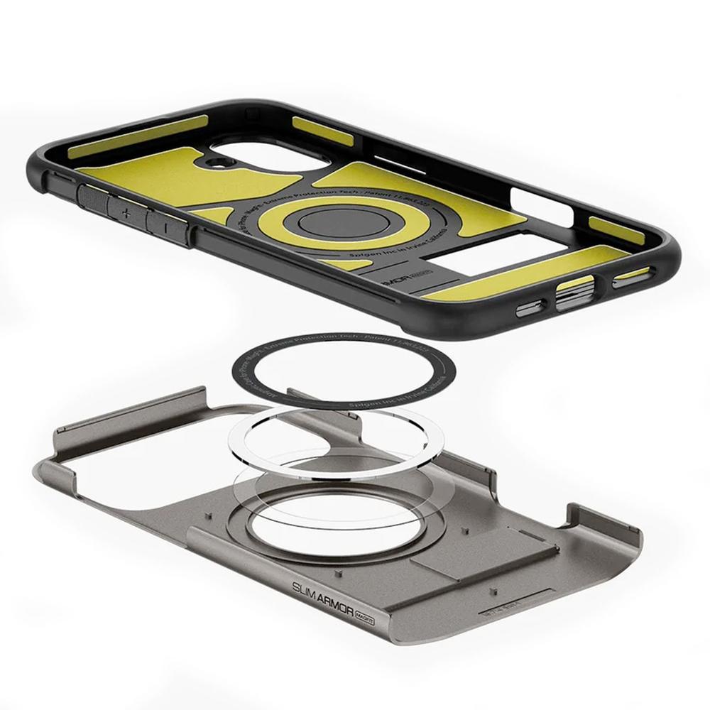 Foto 5 pulgar | . Funda Spigen Slim Armor Magfit Para Iphone 16 Plus Gunmetal