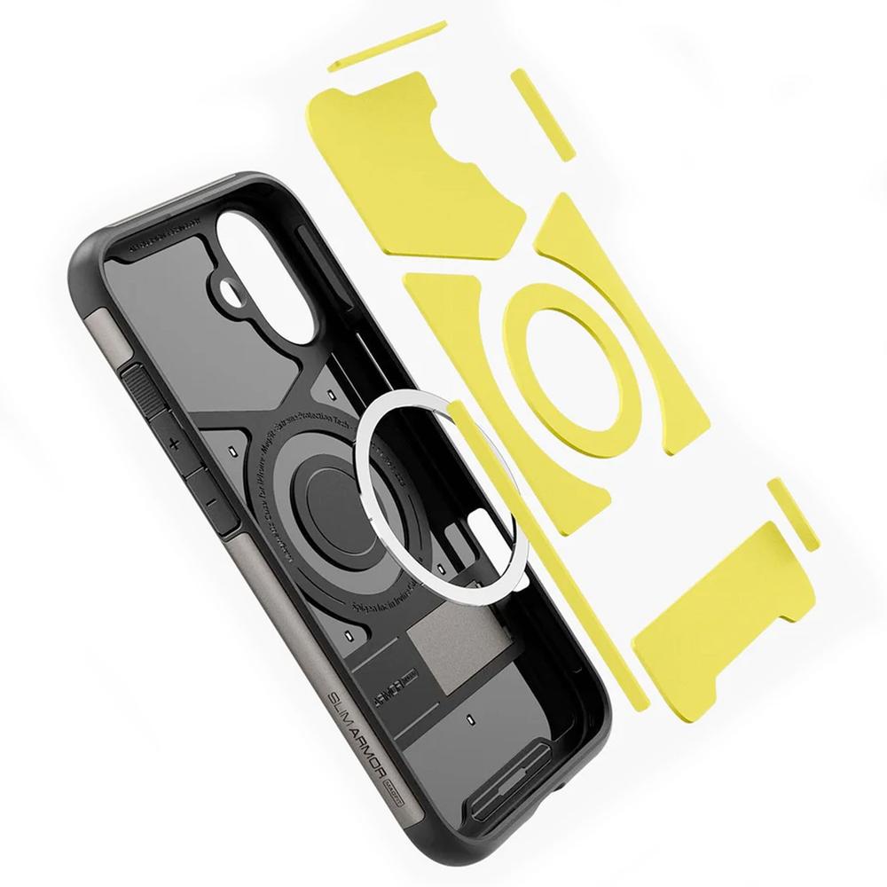 Foto 6 pulgar | . Funda Spigen Slim Armor Magfit Para Iphone 16 Plus Gunmetal