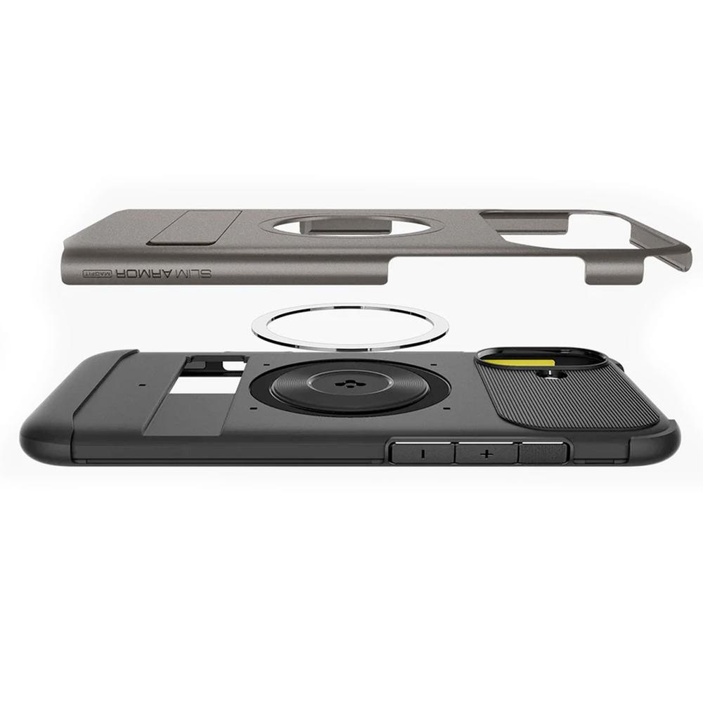 Foto 7 pulgar | . Funda Spigen Slim Armor Magfit Para Iphone 16 Plus Gunmetal