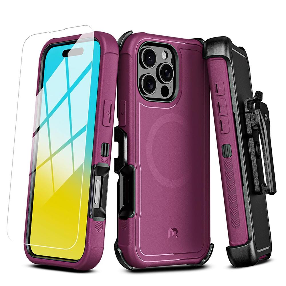 Foto 2 pulgar | . Funda Mybat Maverick Magsafe Clip Para Iphone 16 Pro Max - Ciruelo Con Mica