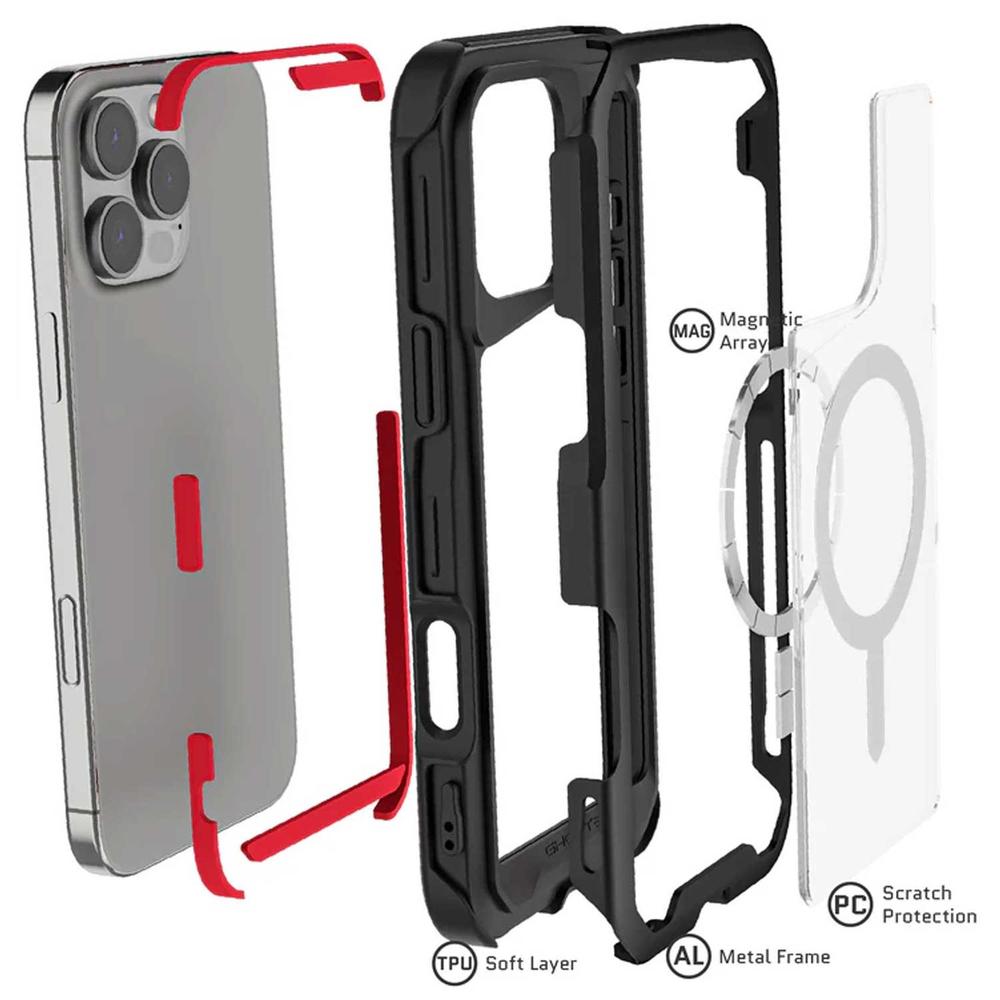 Foto 4 pulgar | Funda Ghostek Atomic para iPhone 16 Pro Max Aluminio Negra Transp Magsafe