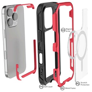 Foto 3 | Funda Ghostek Atomic para iPhone 16 Pro Max Aluminio Roja Transp Magsafe