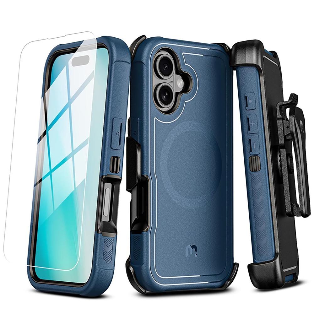 . Funda Mybat Maverick Magsafe Clip Para Iphone 16 Plus - Azul Con Mica