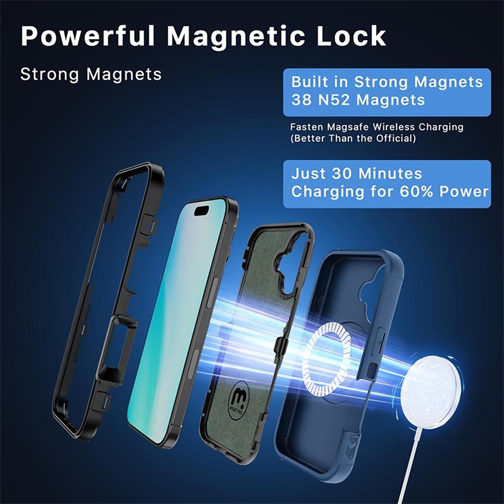 Foto 5 pulgar | . Funda Mybat Maverick Magsafe Clip Para Iphone 16 Plus - Azul Con Mica
