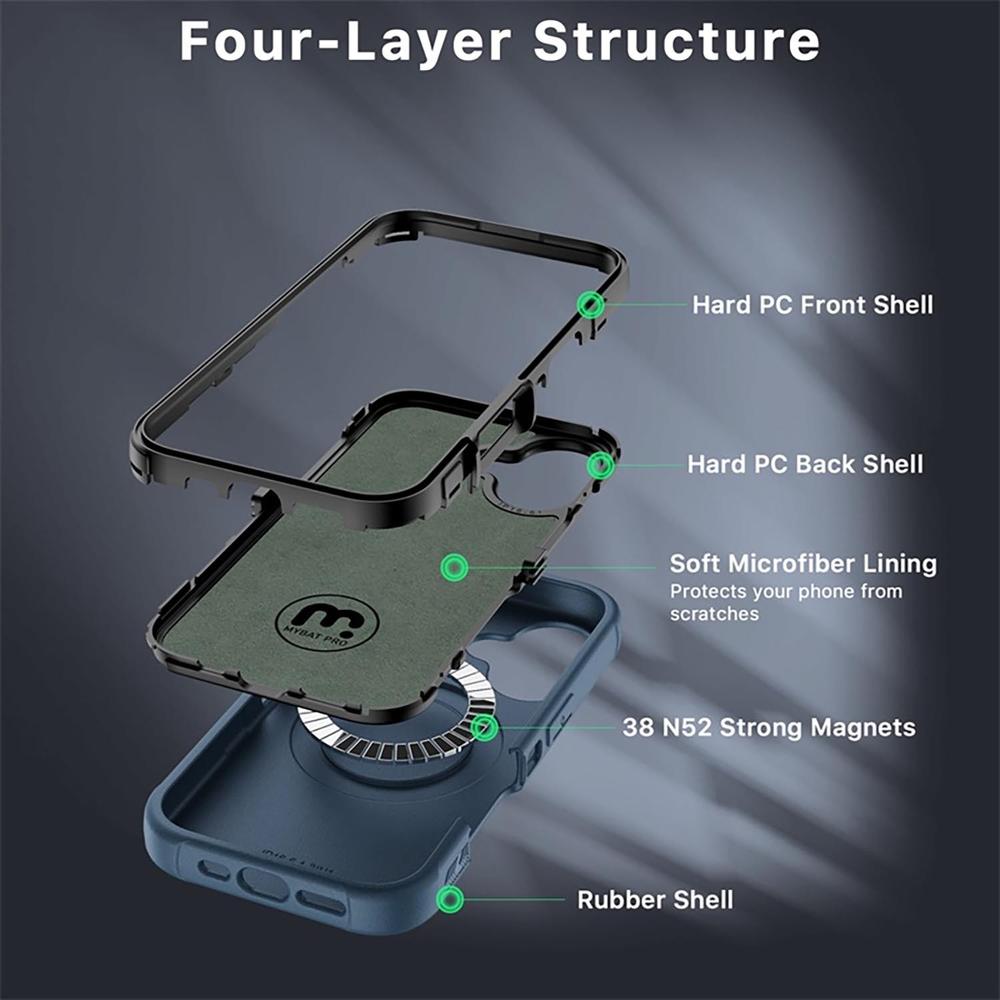 Foto 6 pulgar | . Funda Mybat Maverick Magsafe Clip Para Iphone 16 Plus - Azul Con Mica