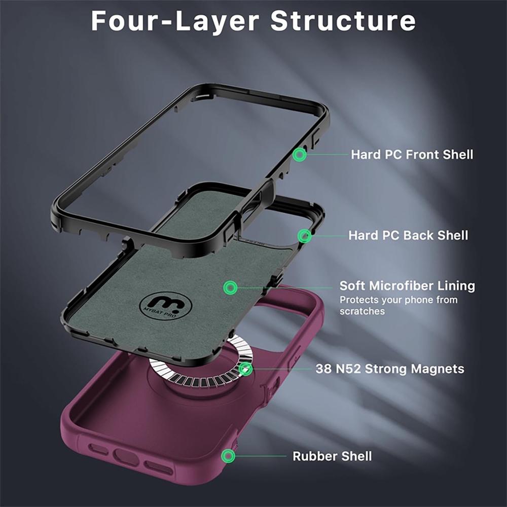 Foto 5 | . Funda Mybat Maverick Magsafe Clip Para Iphone 16 Pro - Ciruela Con Mica