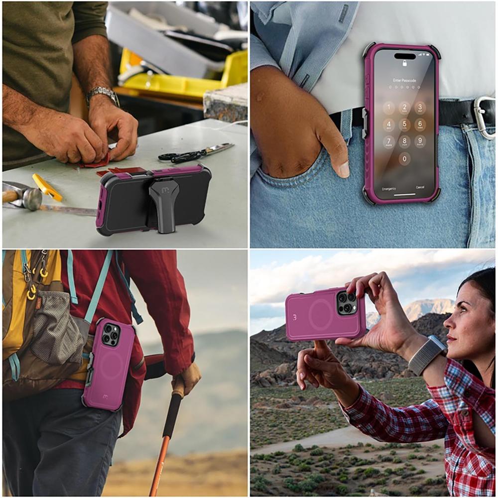 Foto 8 | . Funda Mybat Maverick Magsafe Clip Para Iphone 16 Pro - Ciruela Con Mica