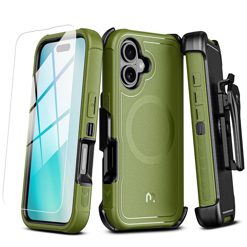 Foto 2 pulgar | . Funda Mybat Maverick Magsafe Clip Para Iphone 16 - Verde Con Mica