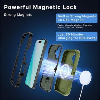 Foto 4 | . Funda Mybat Maverick Magsafe Clip Para Iphone 16 - Verde Con Mica