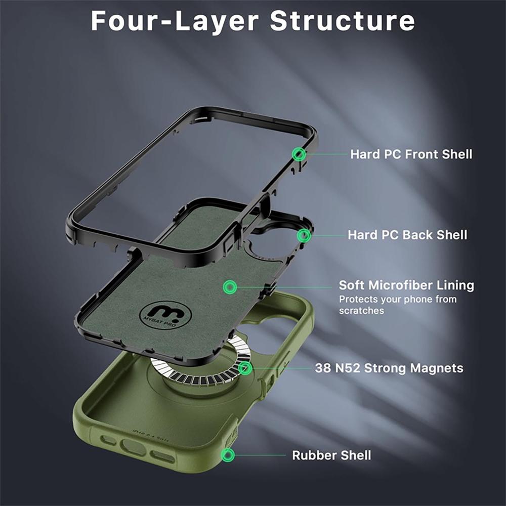 Foto 5 | . Funda Mybat Maverick Magsafe Clip Para Iphone 16 - Verde Con Mica