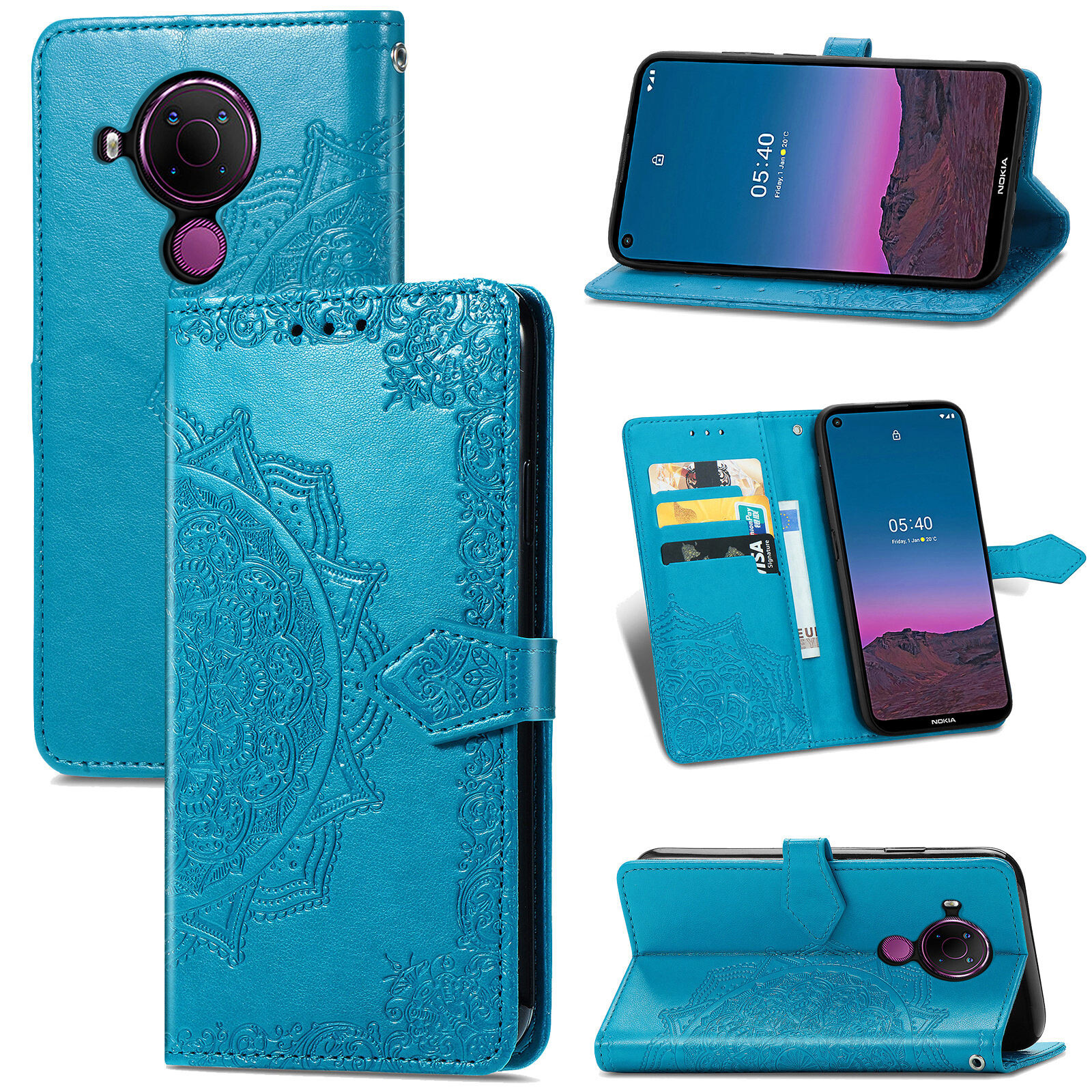 Foto 1 | Funda De Piel Tipo Cartera Para Nokia 5.4, Color Azul - Venta Internacional.