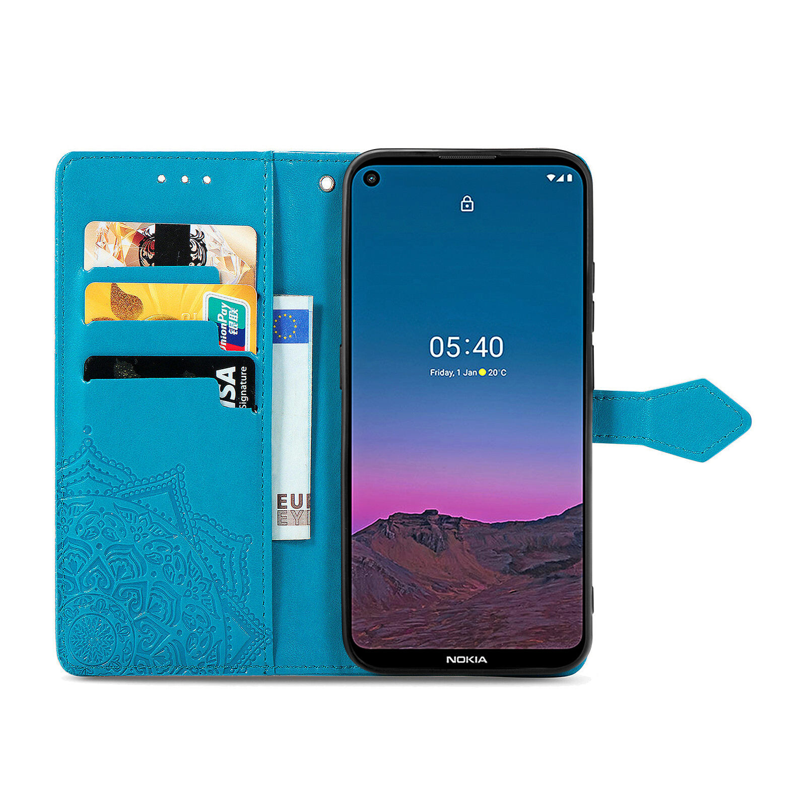 Foto 3 | Funda De Piel Tipo Cartera Para Nokia 5.4, Color Azul - Venta Internacional.