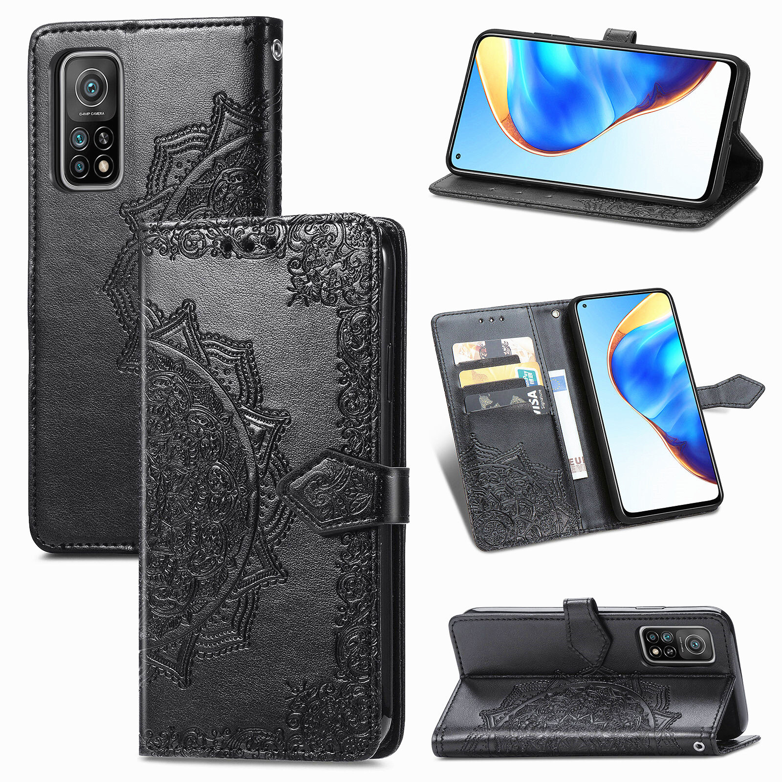 Foto 2 pulgar | Funda De Piel Tipo Cartera Para Xiaomi Mi 10t/10t Pro - Negra - Venta Internacional.