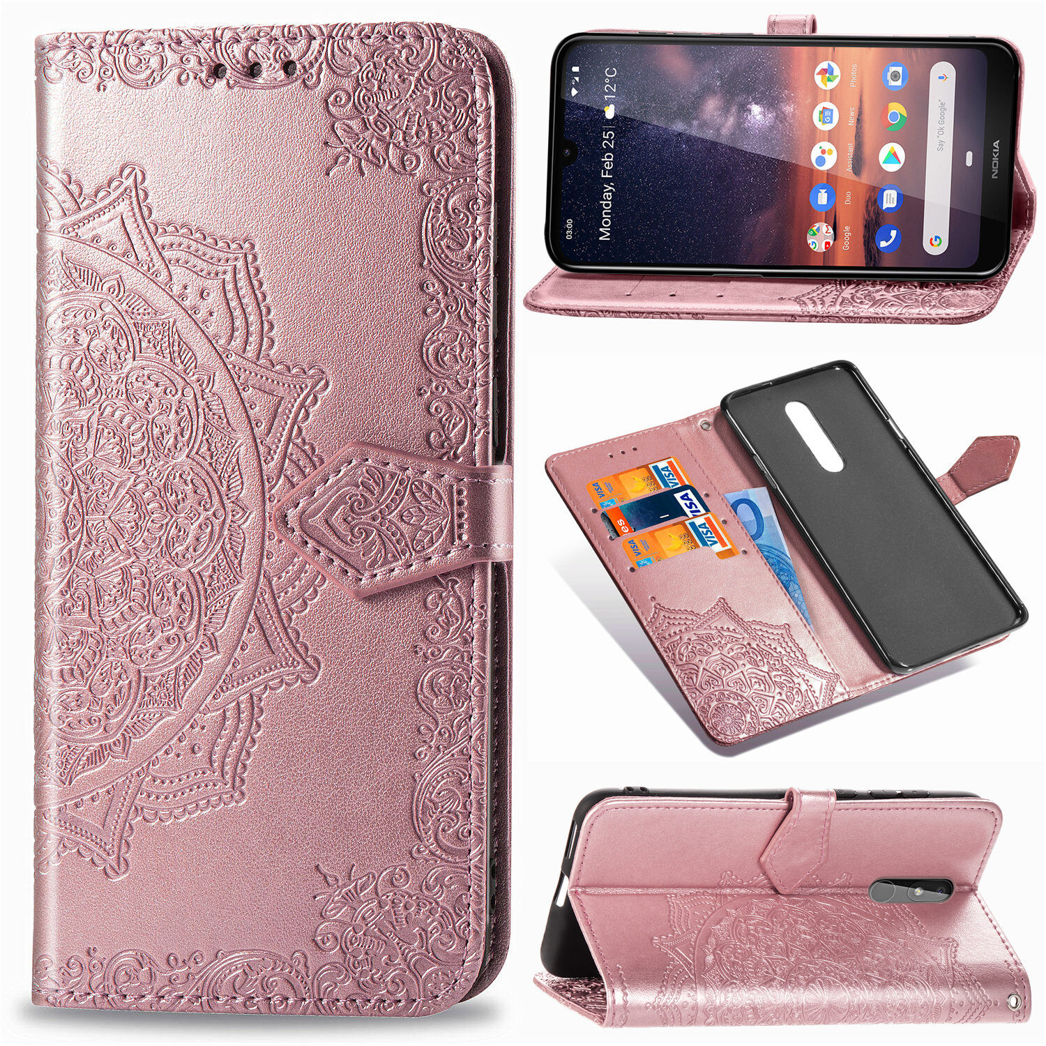 Foto 2 pulgar | Funda De Piel Tipo Cartera Para Nokia 3.2 - Oro Rosa - Venta Internacional.