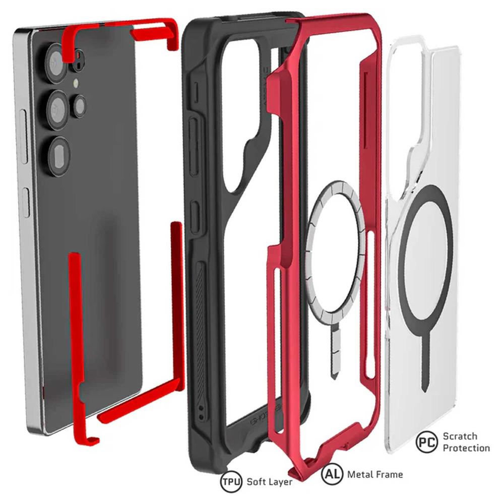 Foto 4 pulgar | . Funda Ghostek Atomic Para Samsung S25 Ultra Roja Aluminio Transp