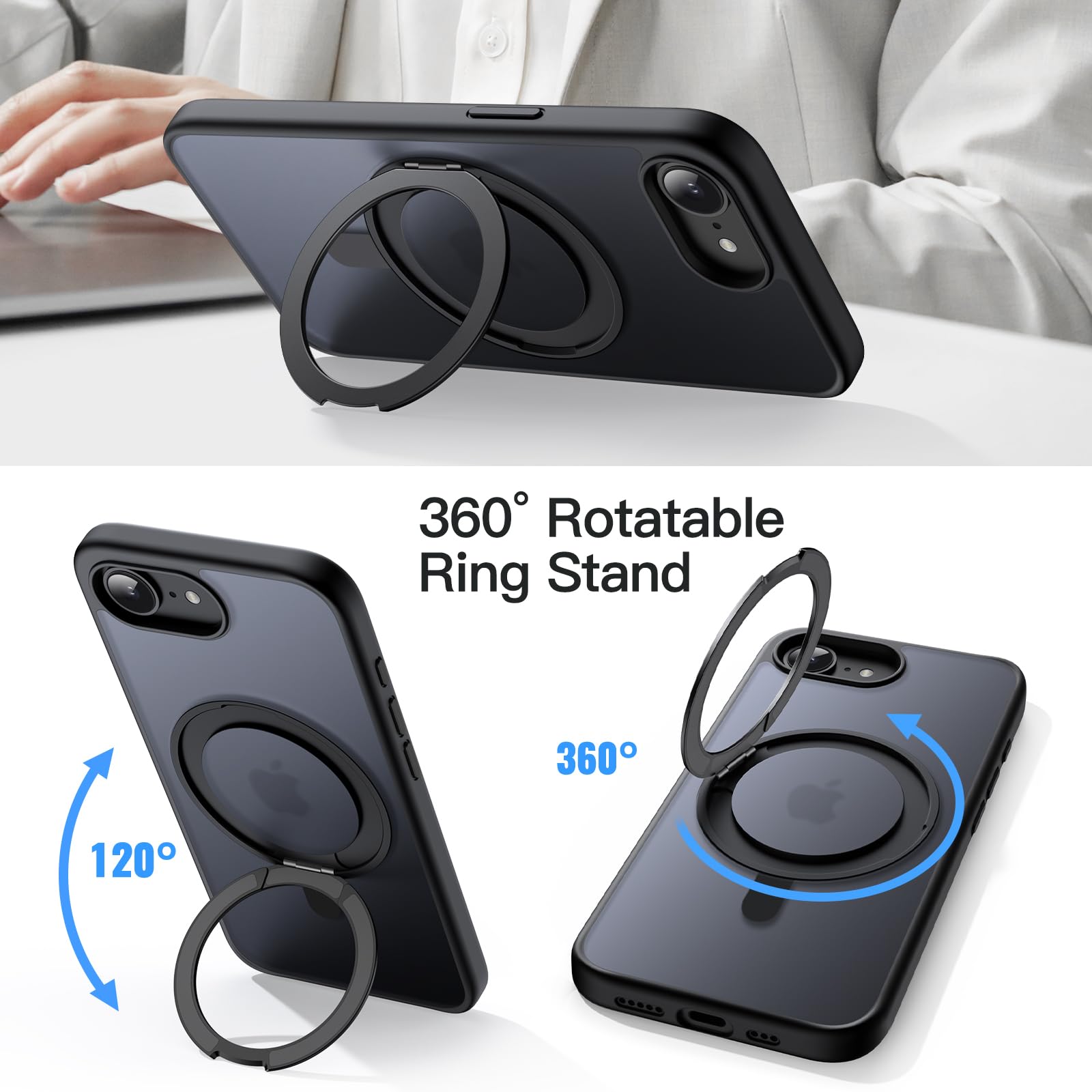 Foto 4 pulgar | Funda De Teléfono Jetech Con Anillo Giratorio De 360° Para Iphone 16e, 6.1 Pulgadas, 2025 - Venta Internacional.