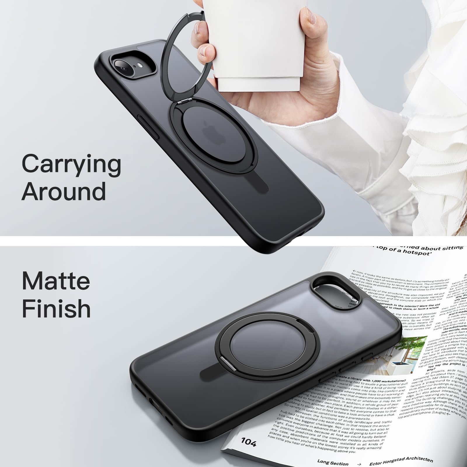 Foto 6 pulgar | Funda De Teléfono Jetech Con Anillo Giratorio De 360° Para Iphone 16e, 6.1 Pulgadas, 2025 - Venta Internacional.