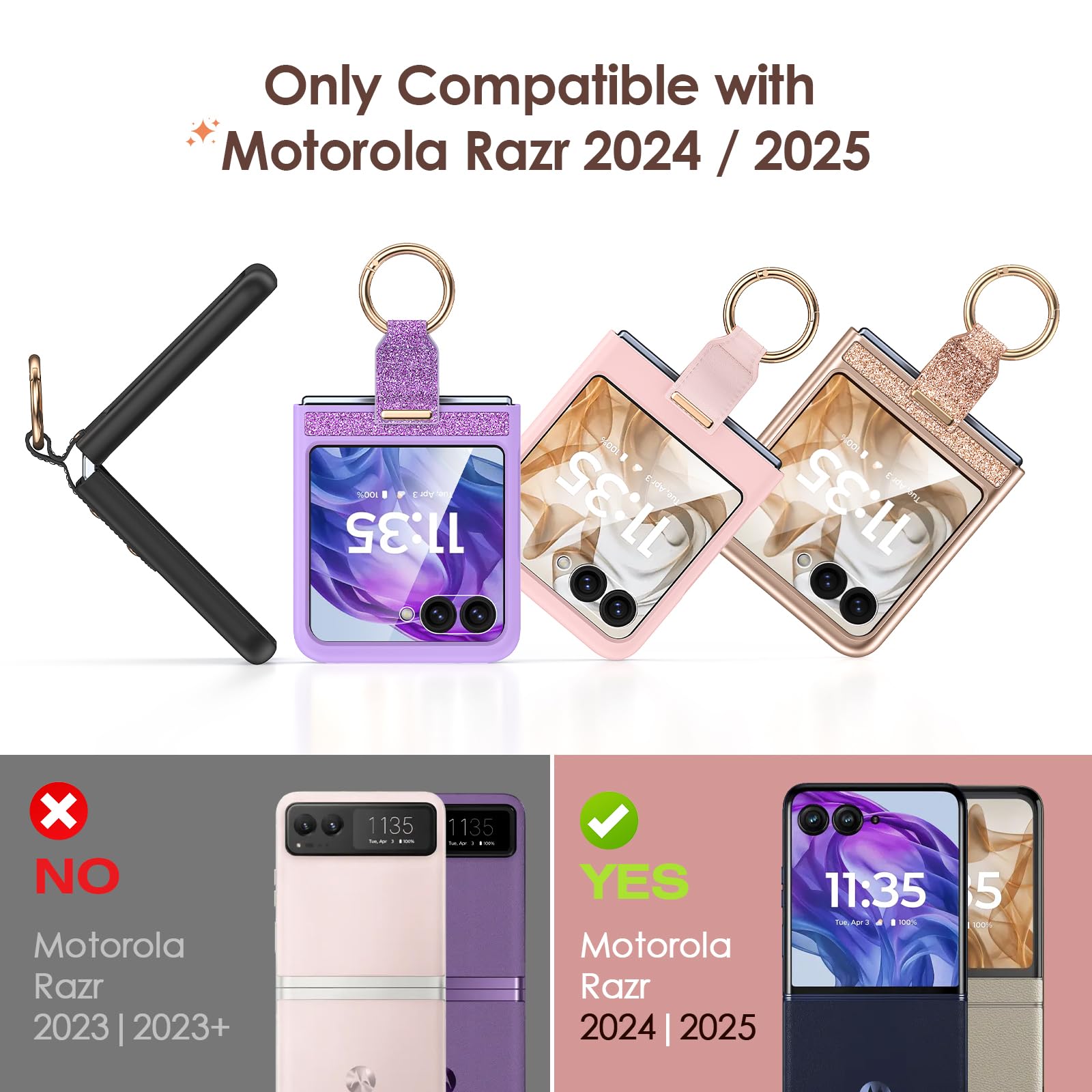Foto 3 pulgar | Funda De Teléfono Caka Bling Para Motorola Razr 2024/2025 Rose Gold - Venta Internacional.