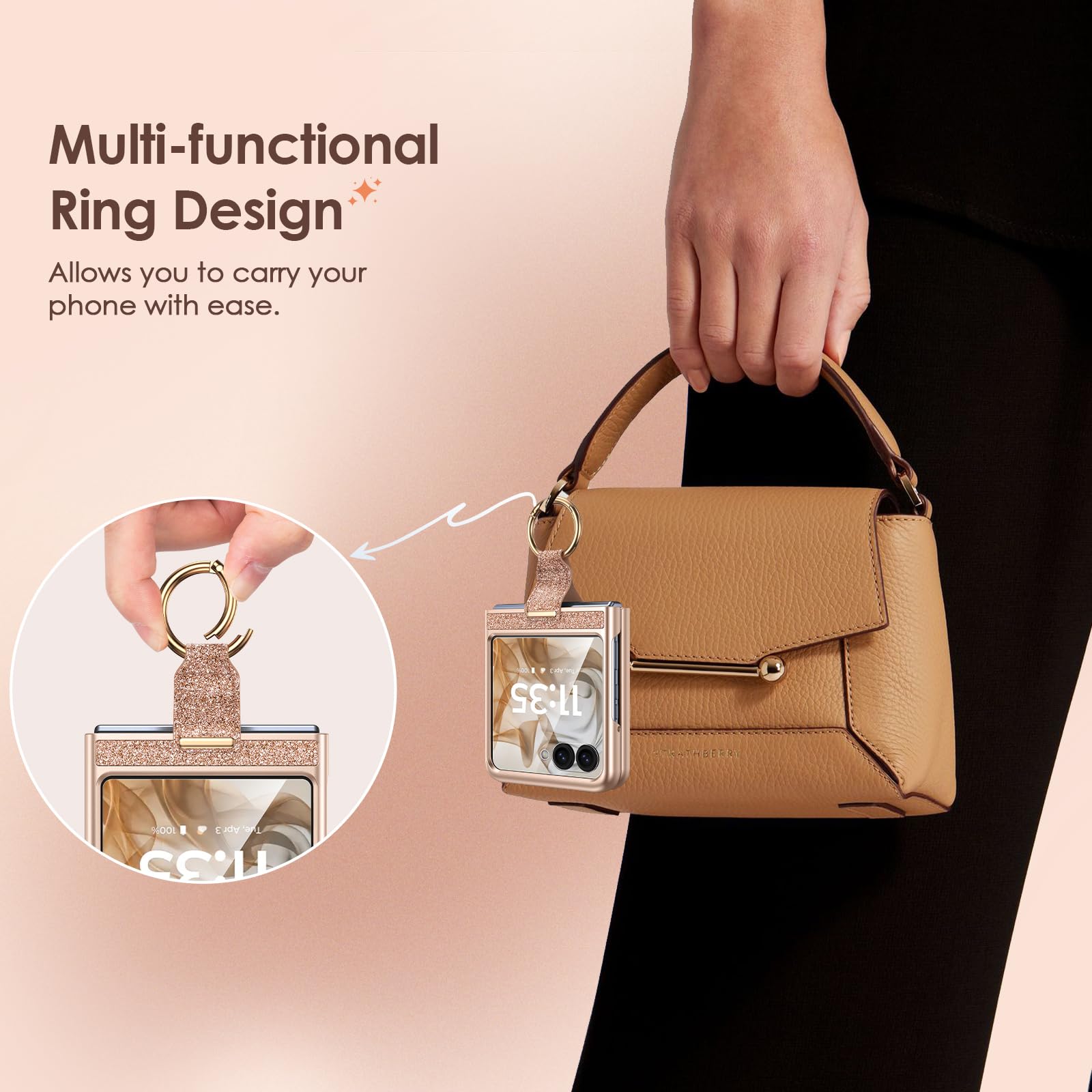 Foto 4 pulgar | Funda De Teléfono Caka Bling Para Motorola Razr 2024/2025 Rose Gold - Venta Internacional.