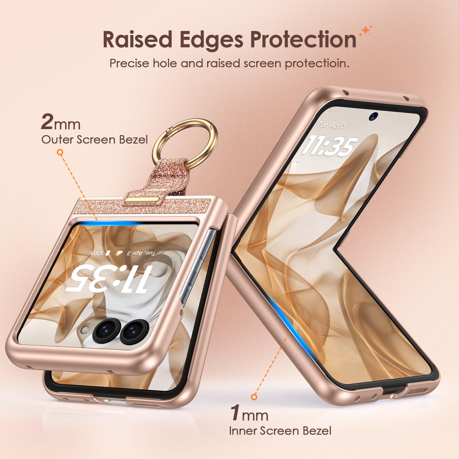 Foto 7 pulgar | Funda De Teléfono Caka Bling Para Motorola Razr 2024/2025 Rose Gold - Venta Internacional.