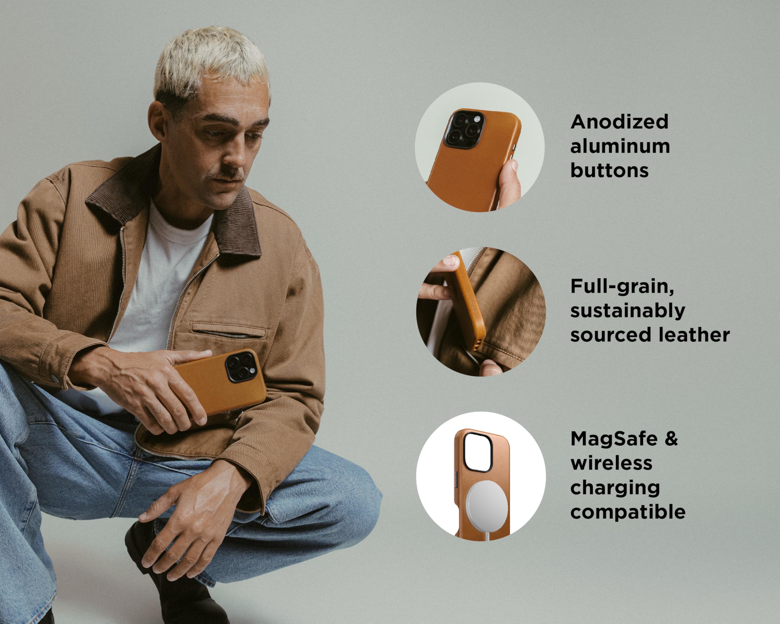 Foto 3 pulgar | Funda De Piel Nomad Iphone 16 Pro Max English Tan Magsafe - Venta Internacional.