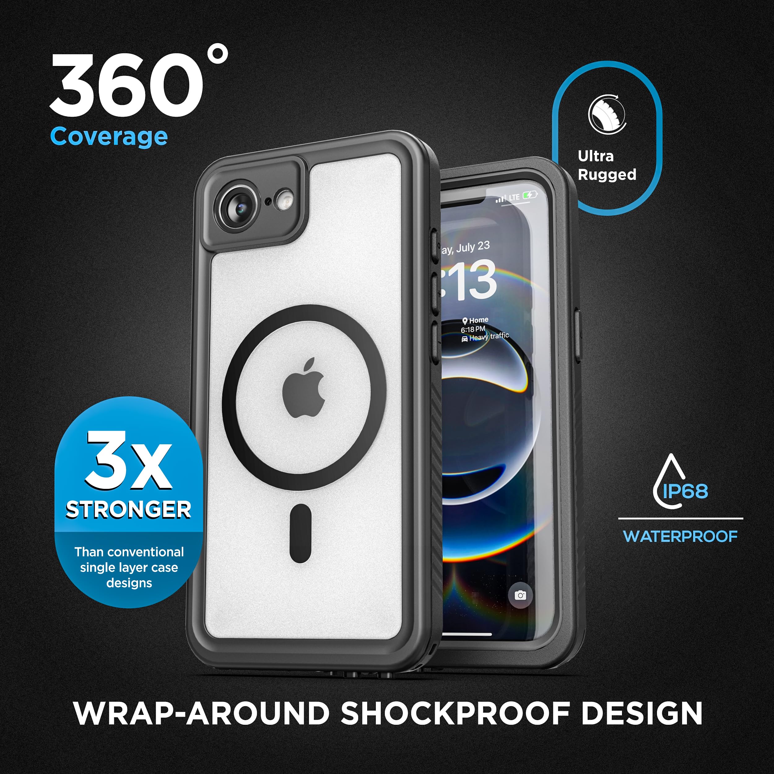 Foto 5 pulgar | Funda Impermeable Para Iphone 16e (2025) Transparente - Venta Internacional.