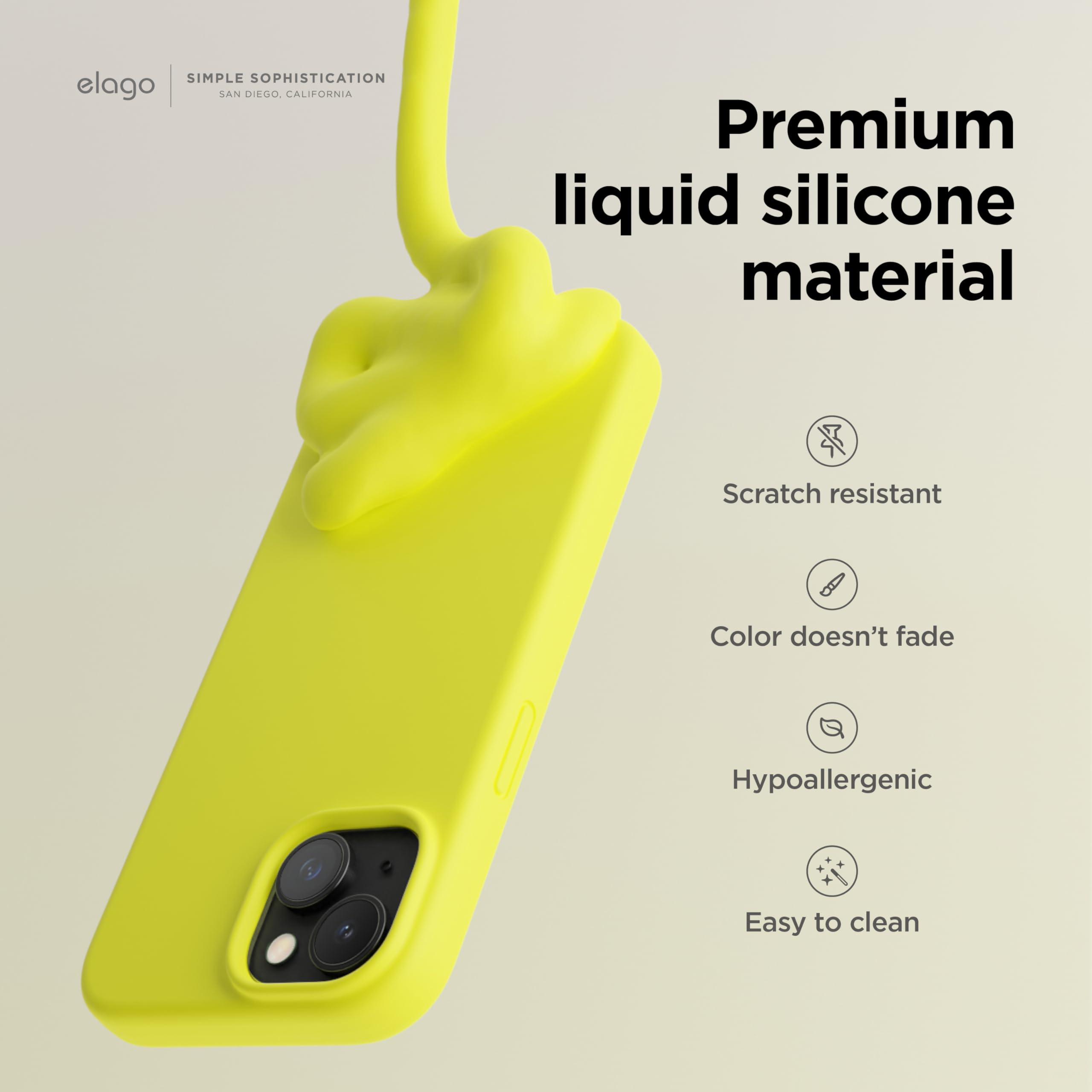 Foto 4 pulgar | Funda Elago Liquid Silicone Para Iphone 15 Plus, Color Amarillo Neón - Venta Internacional.