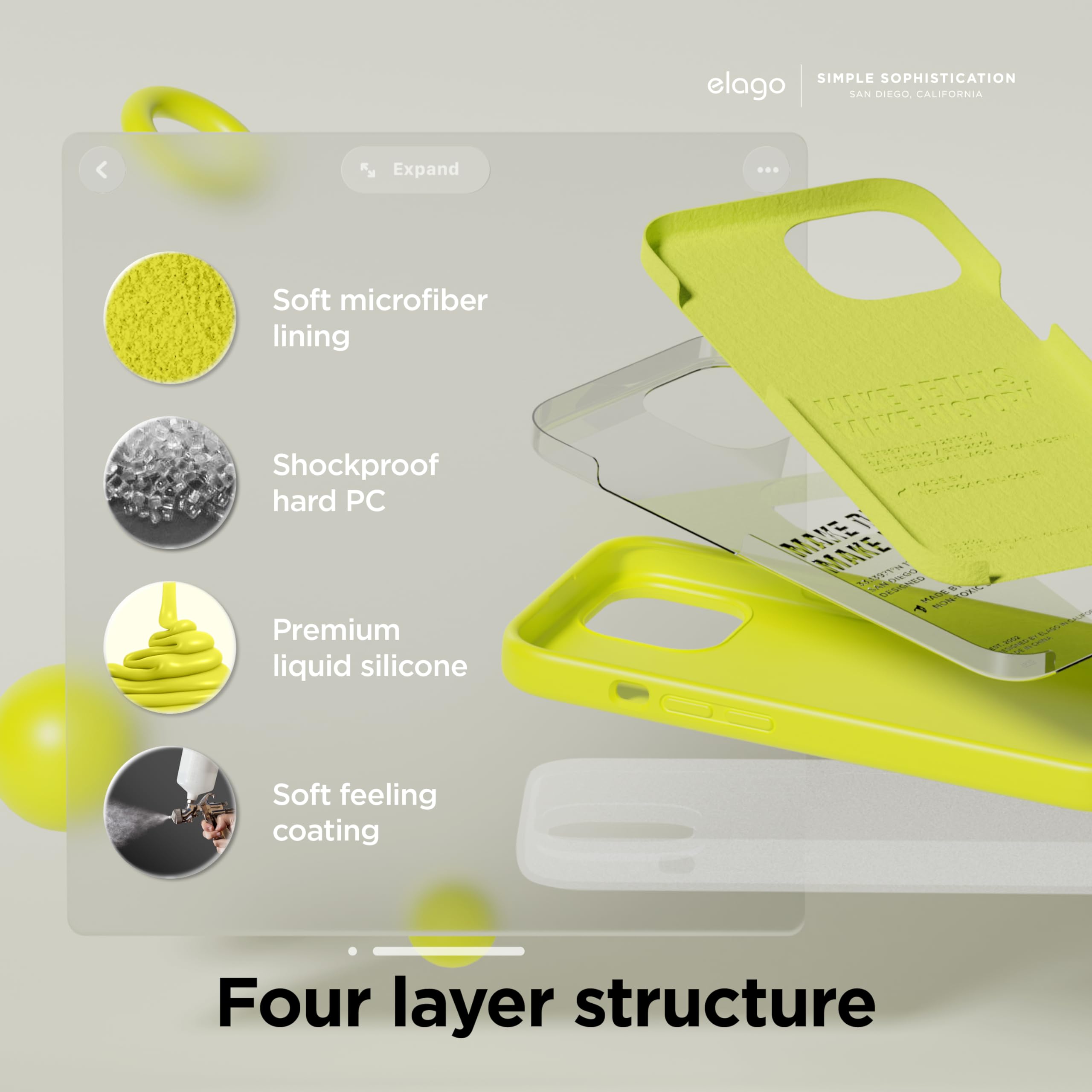 Foto 4 | Funda Elago Liquid Silicone Para Iphone 15 Plus, Color Amarillo Neón - Venta Internacional.