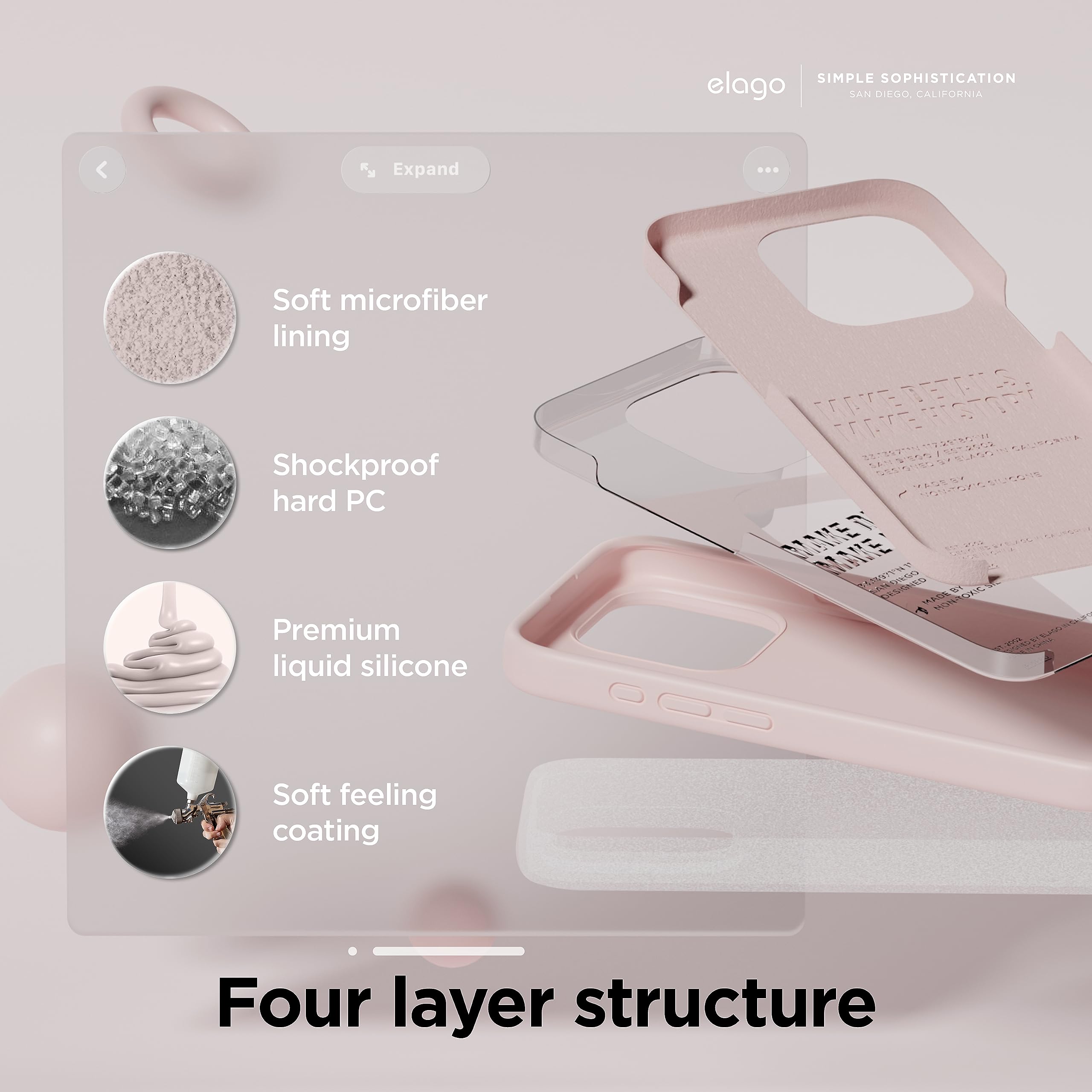 Foto 5 pulgar | Funda De Teléfono Elago De Silicona Líquida A Prueba De Golpes Para Iphone 15 Pro Max - Venta Internacional.