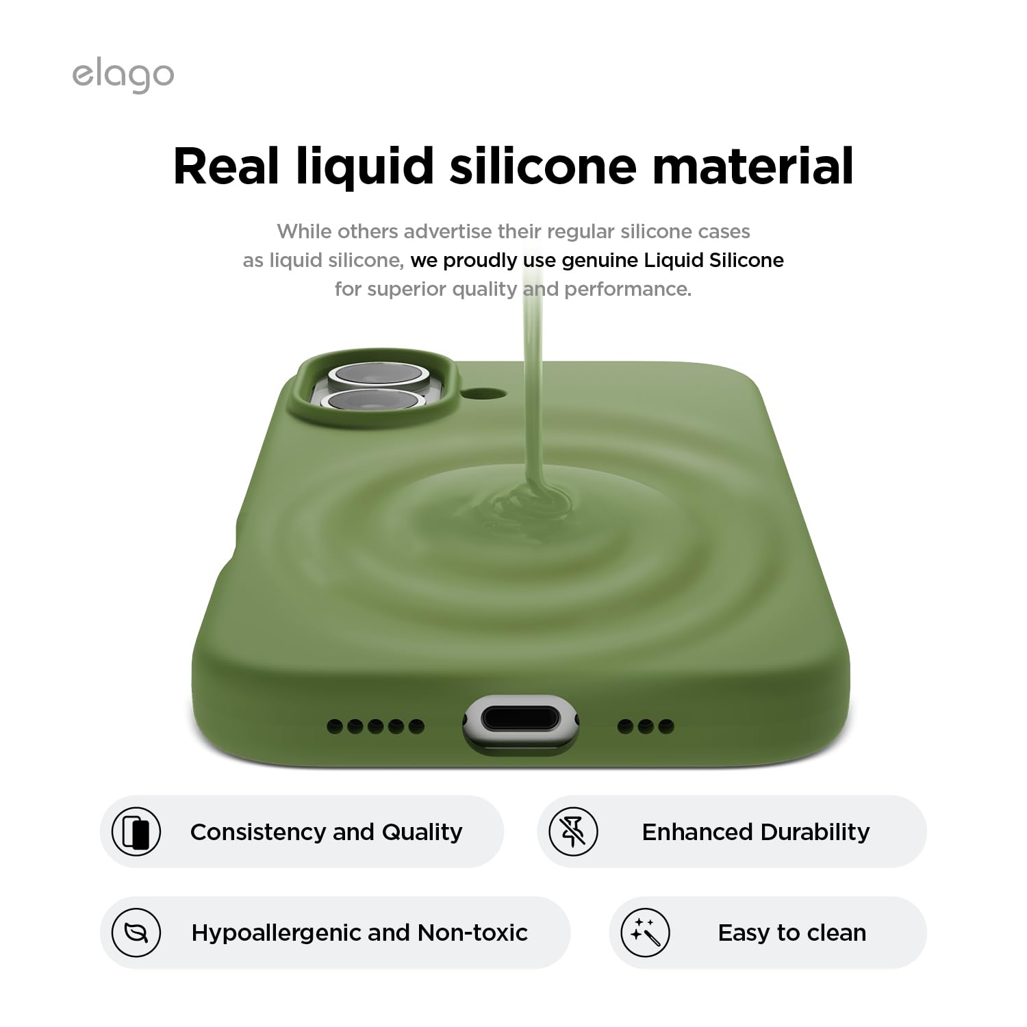 Foto 4 pulgar | Funda De Teléfono Elago Compatible Con Iphone 16, Silicona Líquida - Venta Internacional.