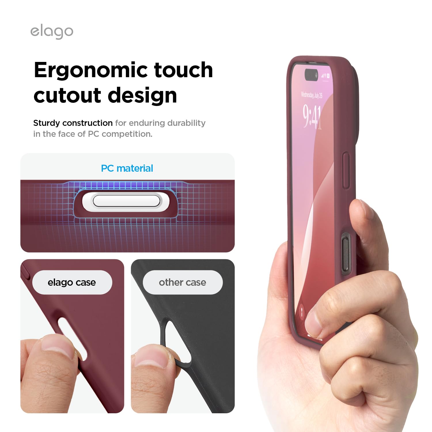 Foto 7 | Funda De Teléfono Elago Compatible Con Iphone 16 Pro Max Burgundy - Venta Internacional.