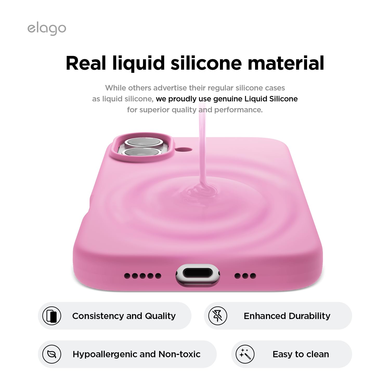 Foto 4 pulgar | Funda De Teléfono Elago Compatible Con Iphone 16, Silicona Líquida - Venta Internacional.