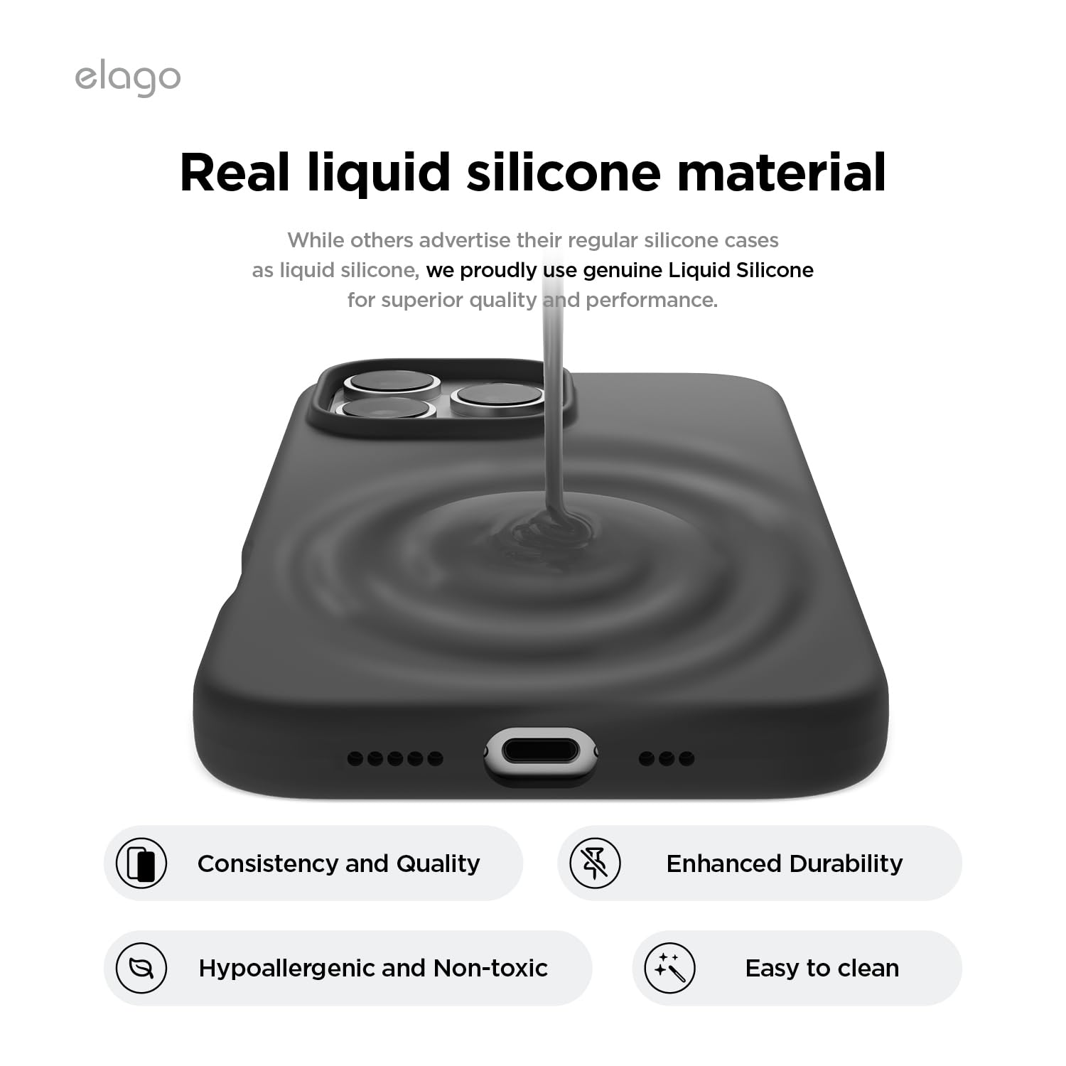 Foto 4 pulgar | Funda Para Teléfono Celago Compatible Con Iphone 16 Pro, Silicona Negra - Venta Internacional.