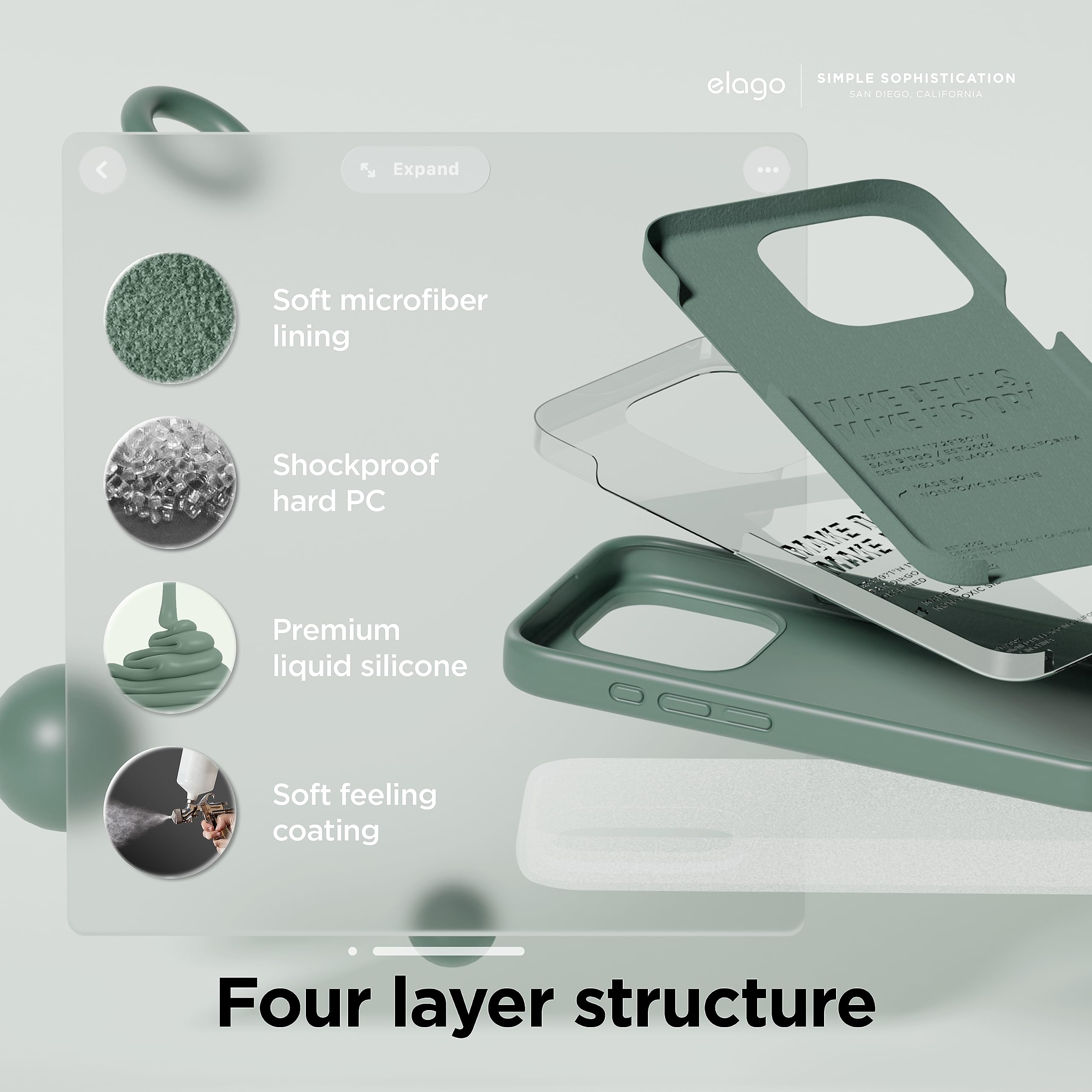 Foto 5 pulgar | Funda Elago Liquid Silicone Para Iphone 15 Pro Max Midnight Gr - Venta Internacional.