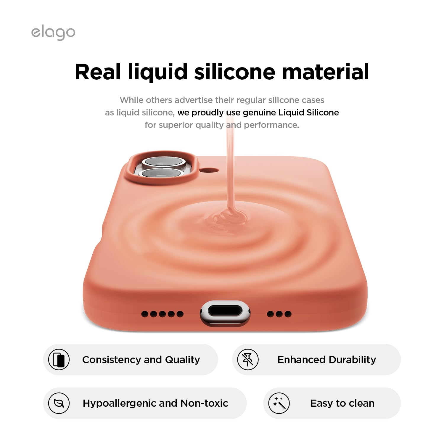 Foto 4 pulgar | Funda De Teléfono Elago Compatible Con Iphone 16, Silicona Líquida - Venta Internacional.