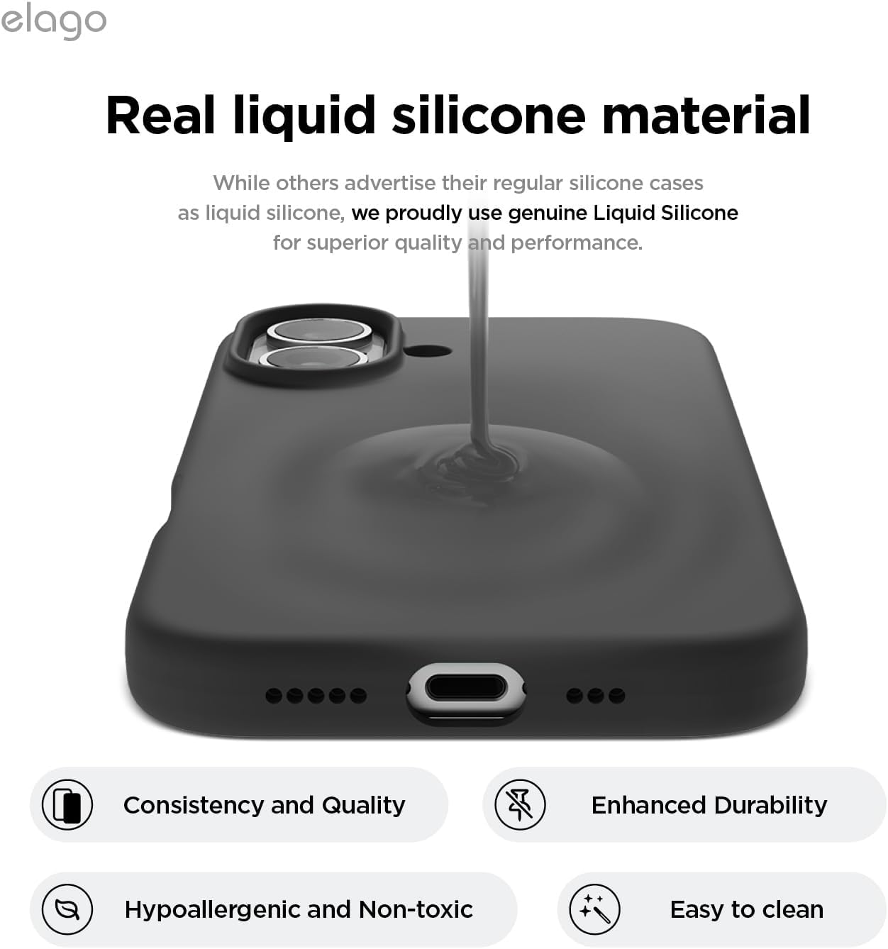 Foto 6 pulgar | Funda De Silicona Magnética Elago Para Iphone 16 Plus Negra - Venta Internacional.