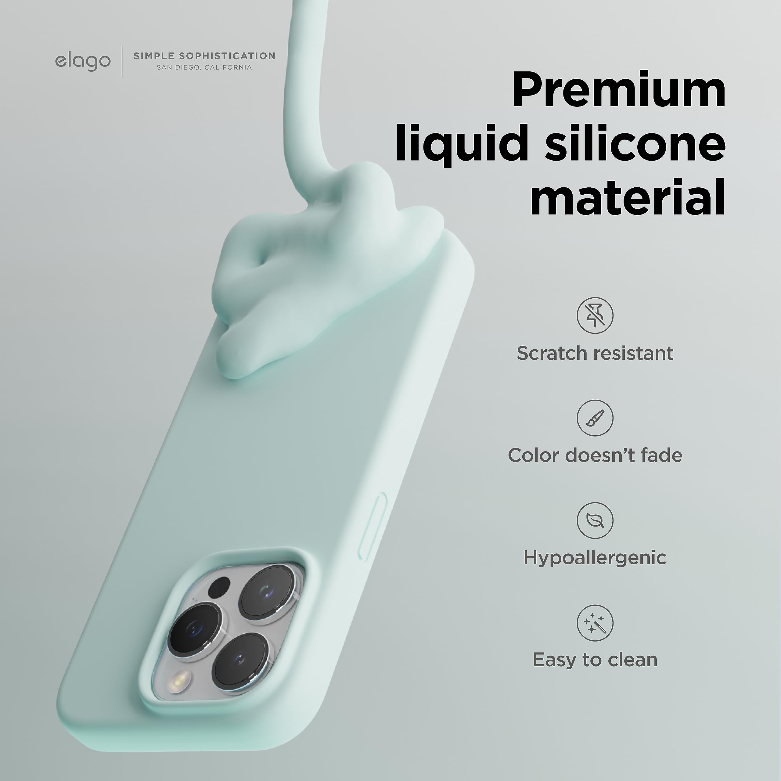 Foto 3 | Funda De Teléfono Elago Liquid Silicone Para Iphone 15 Pro Max Mint - Venta Internacional.